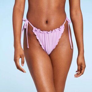 Wild Fable XS 0-2 Light Purple Ruffle Trim Side Tie Cheeky Bikini Swim Bottom